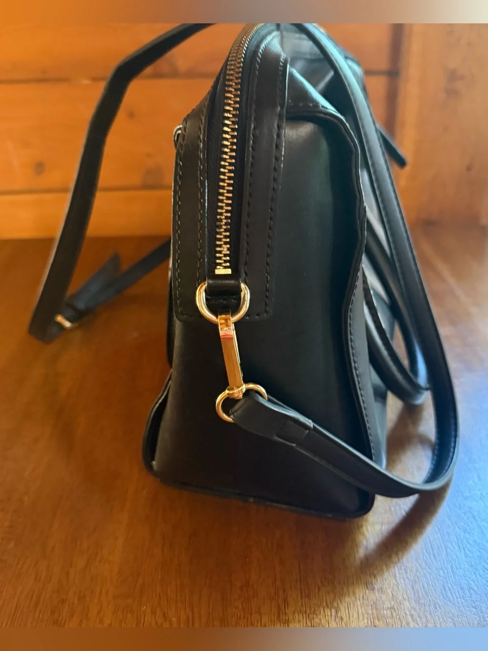 Kate Spade Black Leather Bow Satchel Handbag Top Handle Shoulder Bag Gold